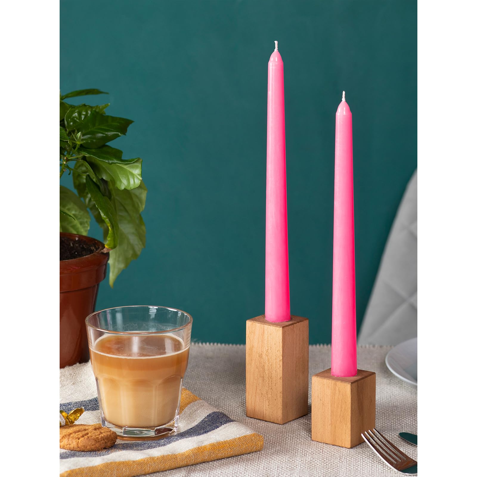 Candwax 12 Inch Taper Candles Set Of 12 - Dripless And Smokeless Candle Unscented - Slow Burning Candle Sticks - Pink Candles