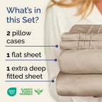 Extra Deep Pocket Cal King Sheets - 4 Piece Breathable & Cooling Bed Sheets - Hotel Luxury Bed Sheet Set - Soft, Wrinkle Free & Comfy - Easily Fits Extra Deep Mattresses - Deep Pocket Wheat Sheets Set