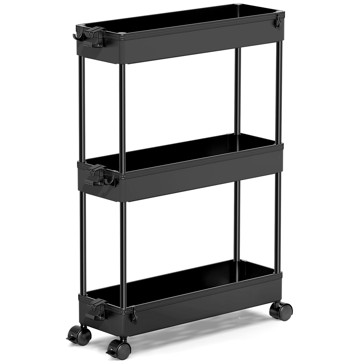 SPACEKEEPER Slim Rolling Storage Cart, 3 Tier Bathroom Storage Organizer Laundry Room Utility Cart Mobile Shelving Unit, Multi-P