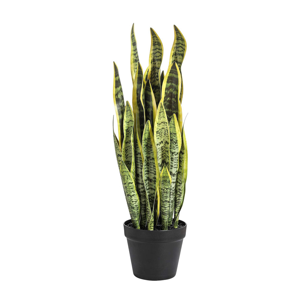 QL DESIGN Artificial Snake Plant 26 inches Fake Sansevieria Artificial Potted Plants for Indoor and Outdoor, Home, Office Decora