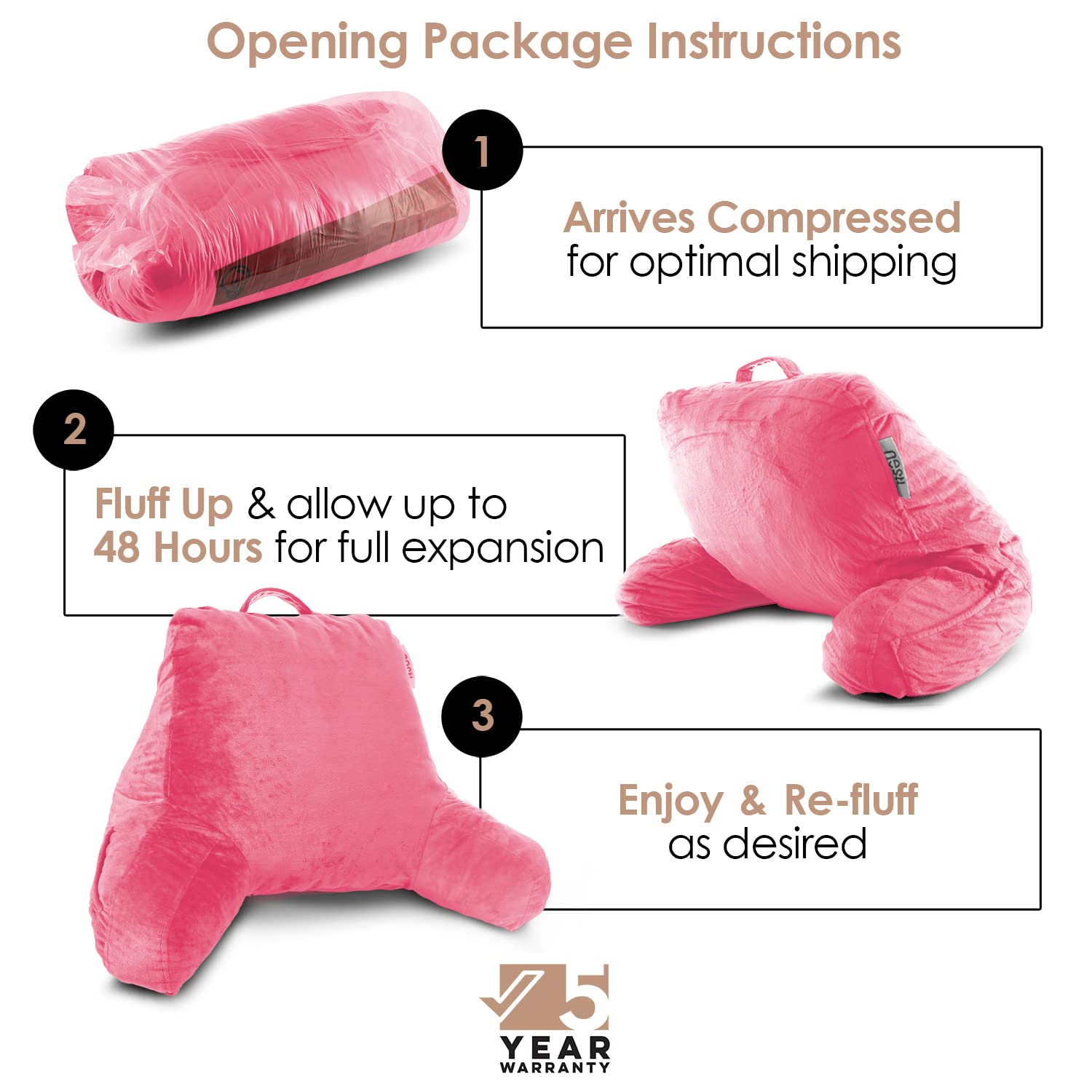 Nestl Reading Pillow For Kids, Small Bed Pillow, Back Pillow For Sitting In Bed, Memory Foam Gaming Pillow, Reading & Bed Rest Pillows, Light Pink Back Pillow For Bed, Arm Pillow With Pockets