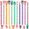 Thenshop 30 Pcs Scented Pencils For Kids Fruit Scent Hb Graphite Pencils Bulk With 30 Pcs Cartoon Pencil Toppers Animal Cute Pen