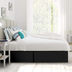 Nestl Bedding Double Brushed Microfiber Dust Ruffle, 14-Inch Tailored Drop Pleated Twin Bed-Skirt, Black