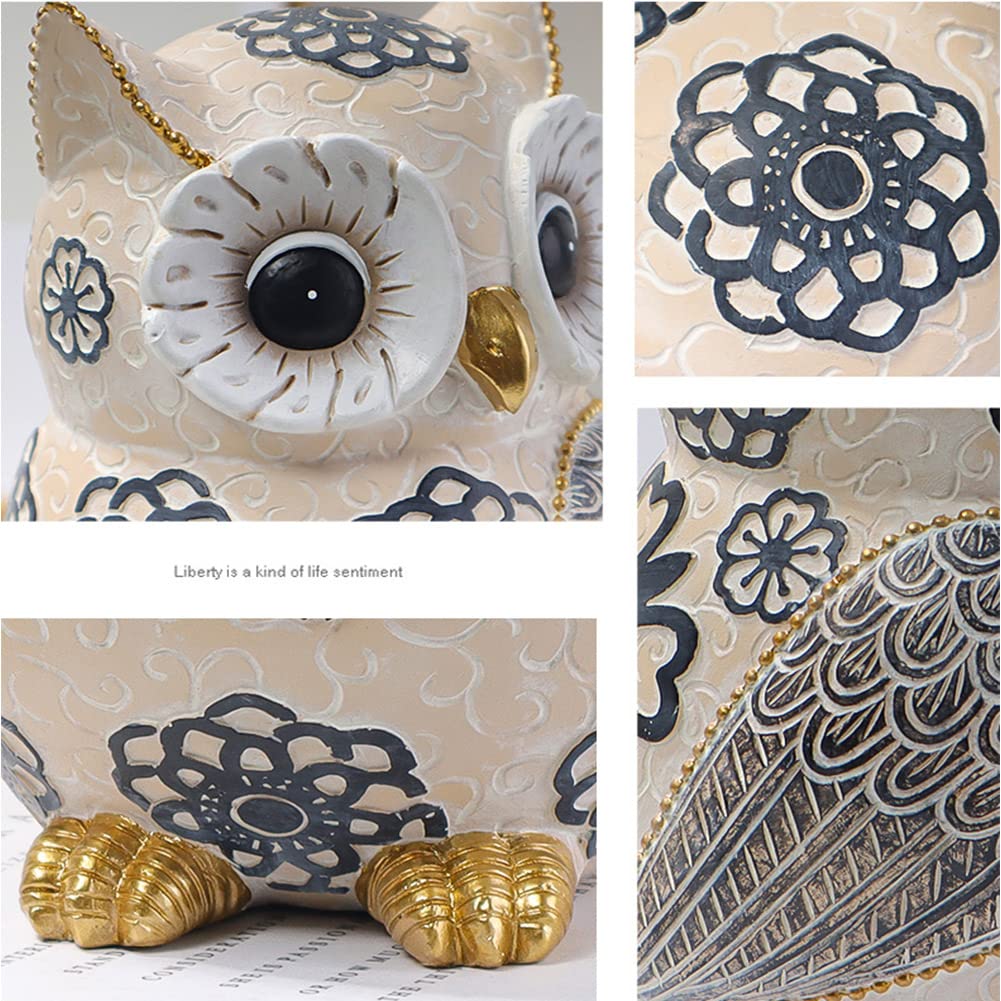 Owl Decor For Home Small Owl Statue Owl Figurines For Shelf Bookshelf Bedroom Office Decorations Cute White Adorable Gifts For O