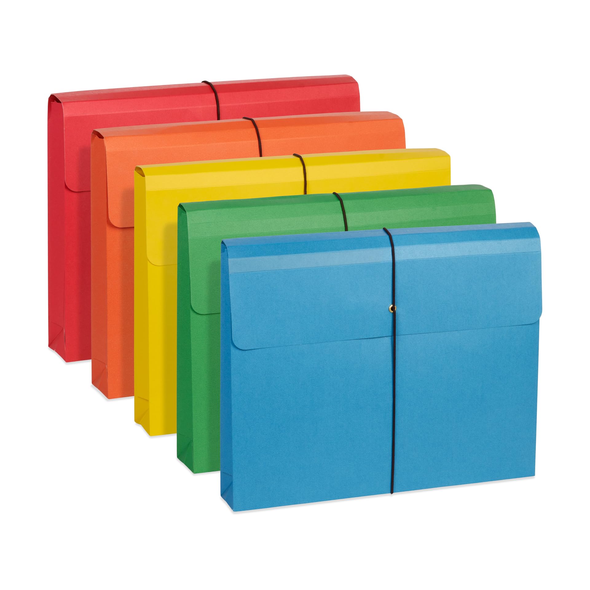 Blue Summit Accordion File Wallet With Flap And Cord Closure, Letter Size, 2    Expansion, Assorted Colors - 10 Pack