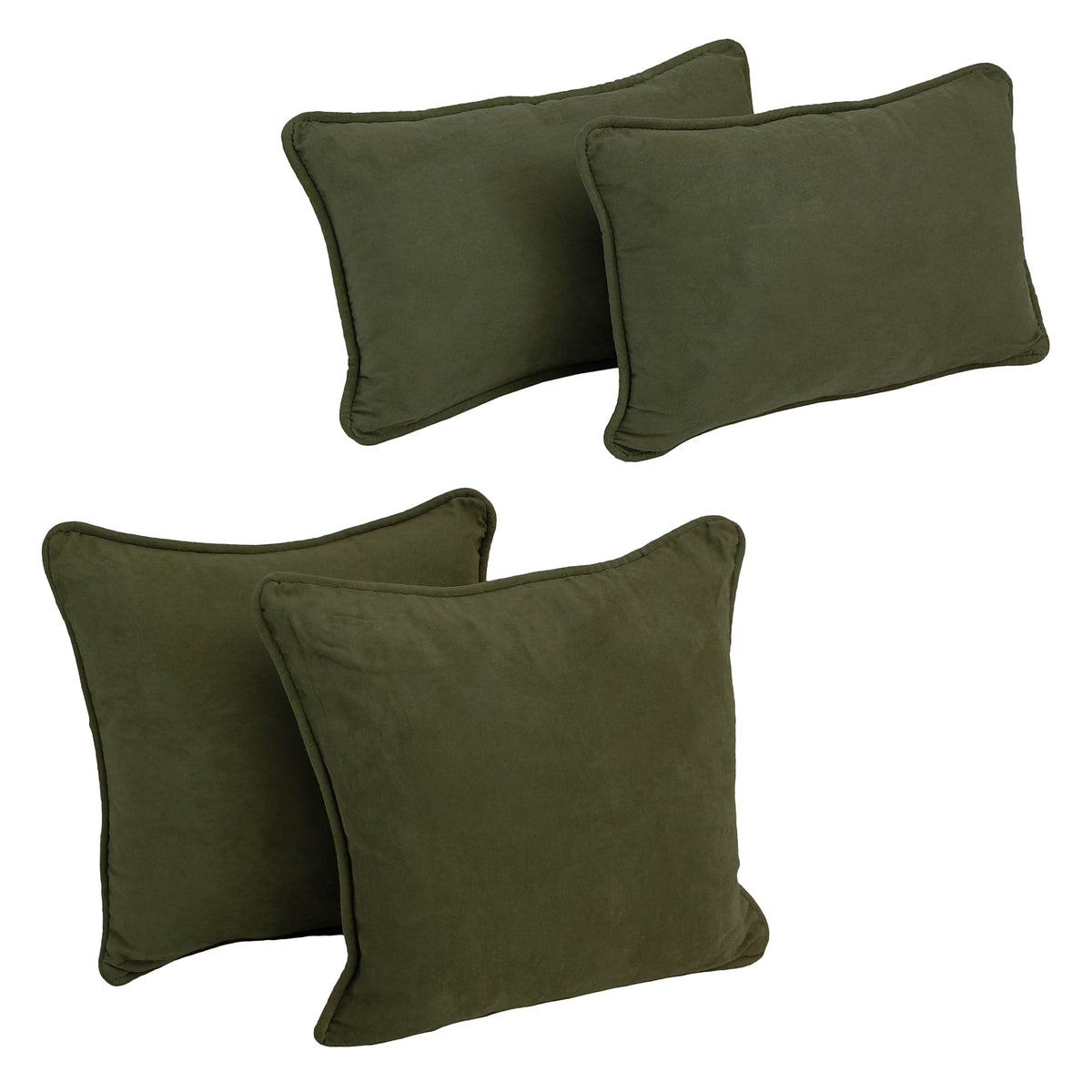 Blazing Needles Corded Microsuede Throw Pillow Set, Hunter Green 4 Count