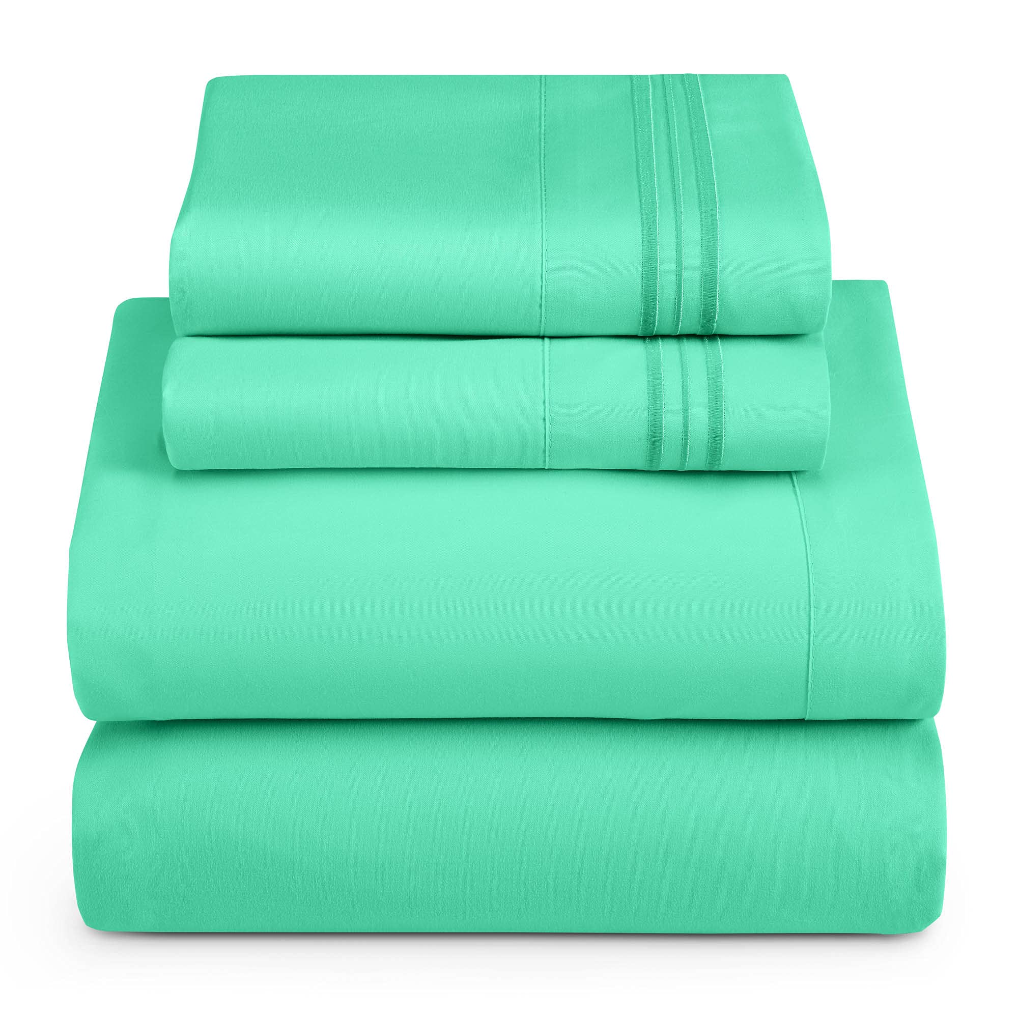 Hearth & Harbor Twin Xl Size Sheets - 3 Piece Bed Sheet Set, Hotel Luxury Double Brushed Bed Sheets - Extra Soft Bedding Sheets & Pillowcases, Twin Xl, Mint Green