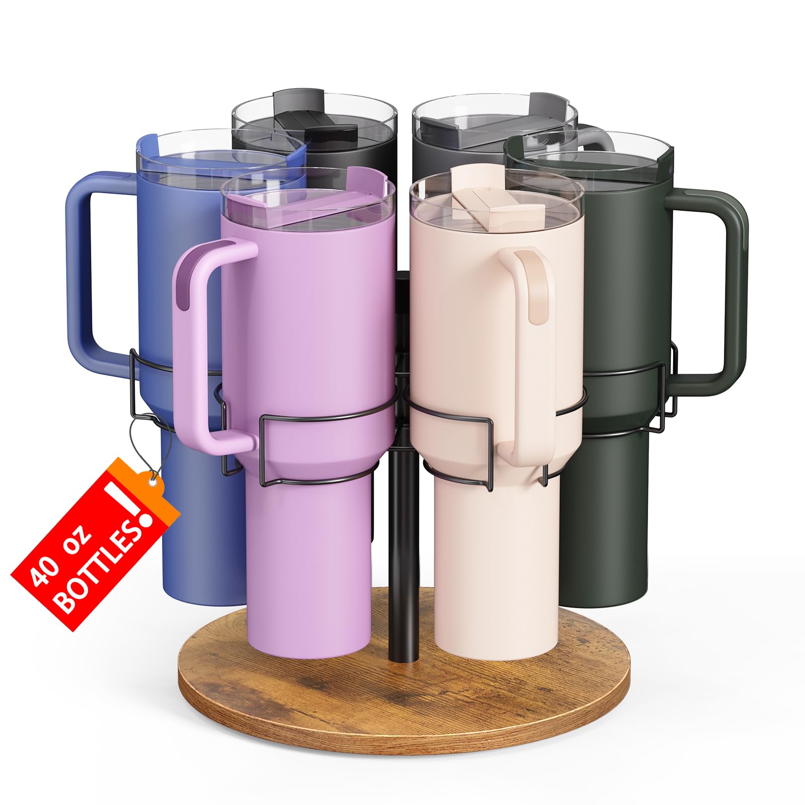 Yeuslor Water Bottle Organizer For Stanley 40 Oz Tumbler With Handle, Rotatable Stanley Cup Organizer Holder, Kitchen Organizers