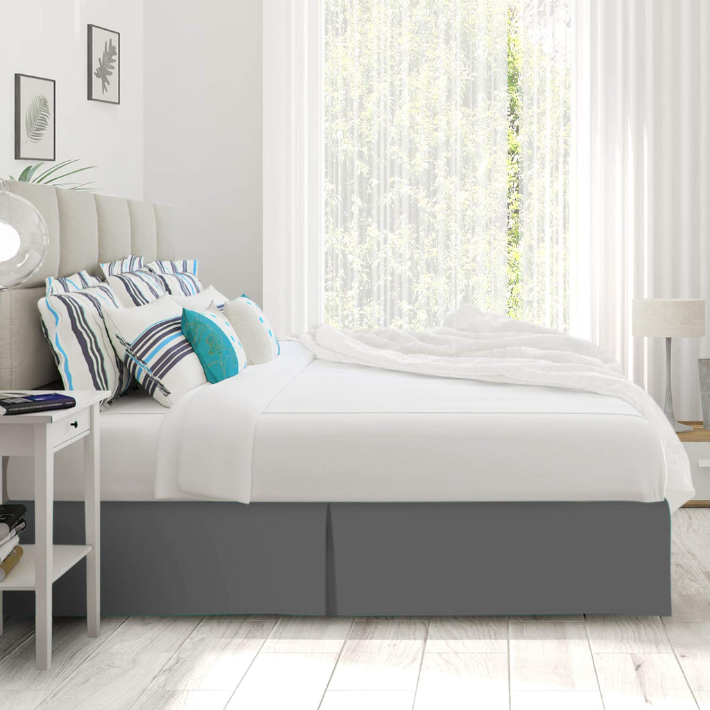 Nestl Dark Gray Twin Bed Skirt - Twin Size Bed Skirt 14 Inch Drop - Brushed Microfiber Bed Skirts - Hotel Quality Pleated Bed Skirt - Shrinkage & Fade Resistant