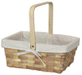 Vintiquewise 12 Inch Rectangular Woodchip Picnic Basket Lined With White Fabric