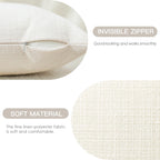 Otostar Pack Of 2 Throw Pillow Covers 18X18 Inch Linen Cream Pillowcases Farmhouse Decorative Solid Pillow Covers 45X45 Cm Squar