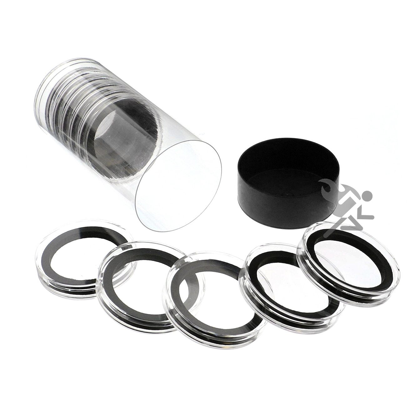 Black Capsule Tube & 10 High Relief 39Mm Black Ring Coin Holders For 2Oz Biblical Series