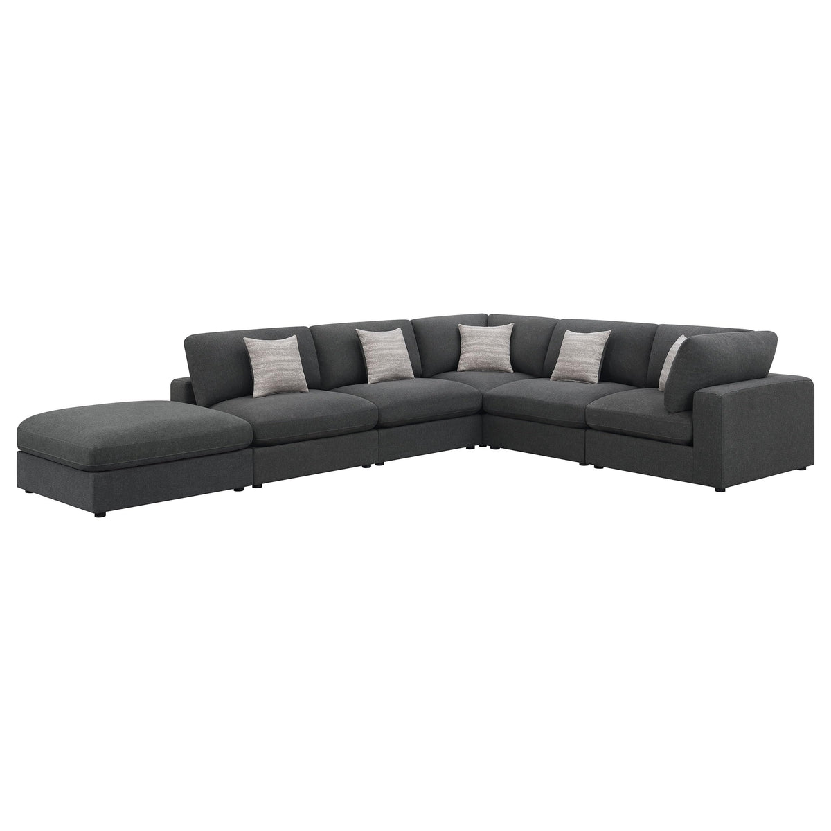 Coaster Serene 6-Piece Modern Fabric Upholstered Sectional in Gray