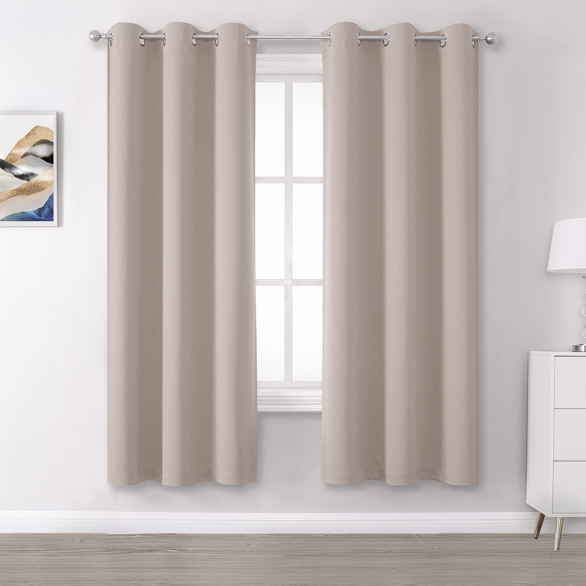 Dualife Blackout Curtains Panels Thermal Insulated Grommet Top Room Darkening Curtains Drapes For Bedroom (42 W X 72 L Inch Leng