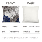 Comminy Blue Grey Pillow Covers 18X18 Set Of 6 Decorative Daisy Flower Throw Pillow Cover For Couch Modern Pillow Case For Patio