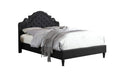 HomeLife Premiere Classics 51 Tall Platform Bed with Cloth Headboard and Slats - King (Black Linen)