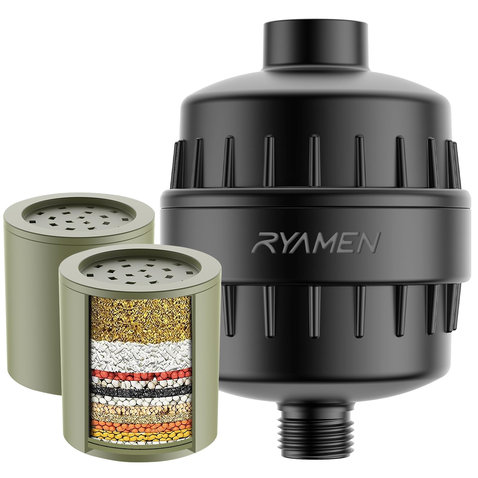 Ryamen Heavy Duty Shower Filter, Shower Water Filter, 99% REMOVAL Shower Head Filter for Hard Water, Heavy Metals, Chlorine (2 C