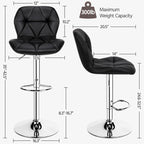 Yaheetech Bar Stools Set Of 2, Modern Adjustable Kitchen Island Chairs, Black Pu Leather Swivel Counter Stools For Bar, Kitchen Counter, Black