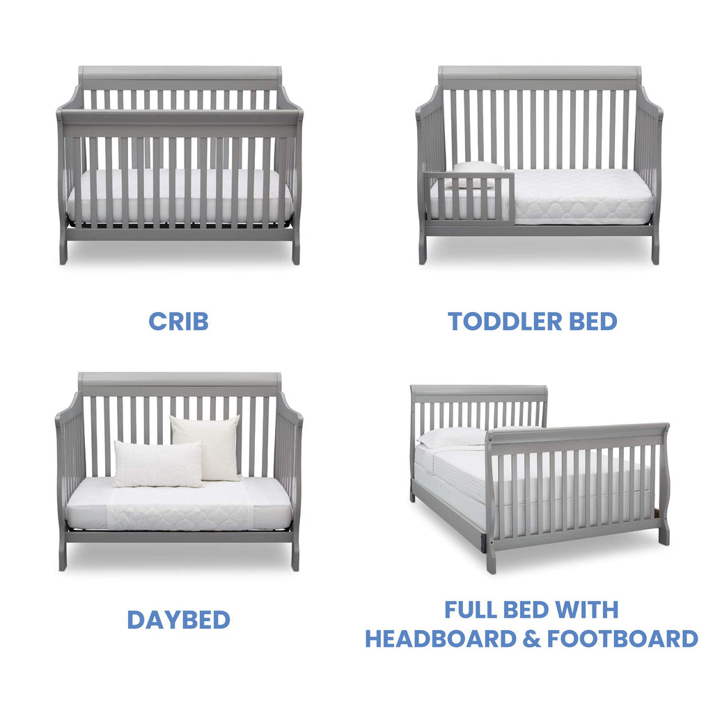 Delta Children Canton 4-In-1 Convertible Crib - Easy To Assemble, Grey