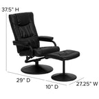Flash Furniture Rachel Contemporary Multi-Position LeatherSoft Recliner Chair with Ottoman, 360-Degree Swivel Recliner Chair and Ottoman Set, Black