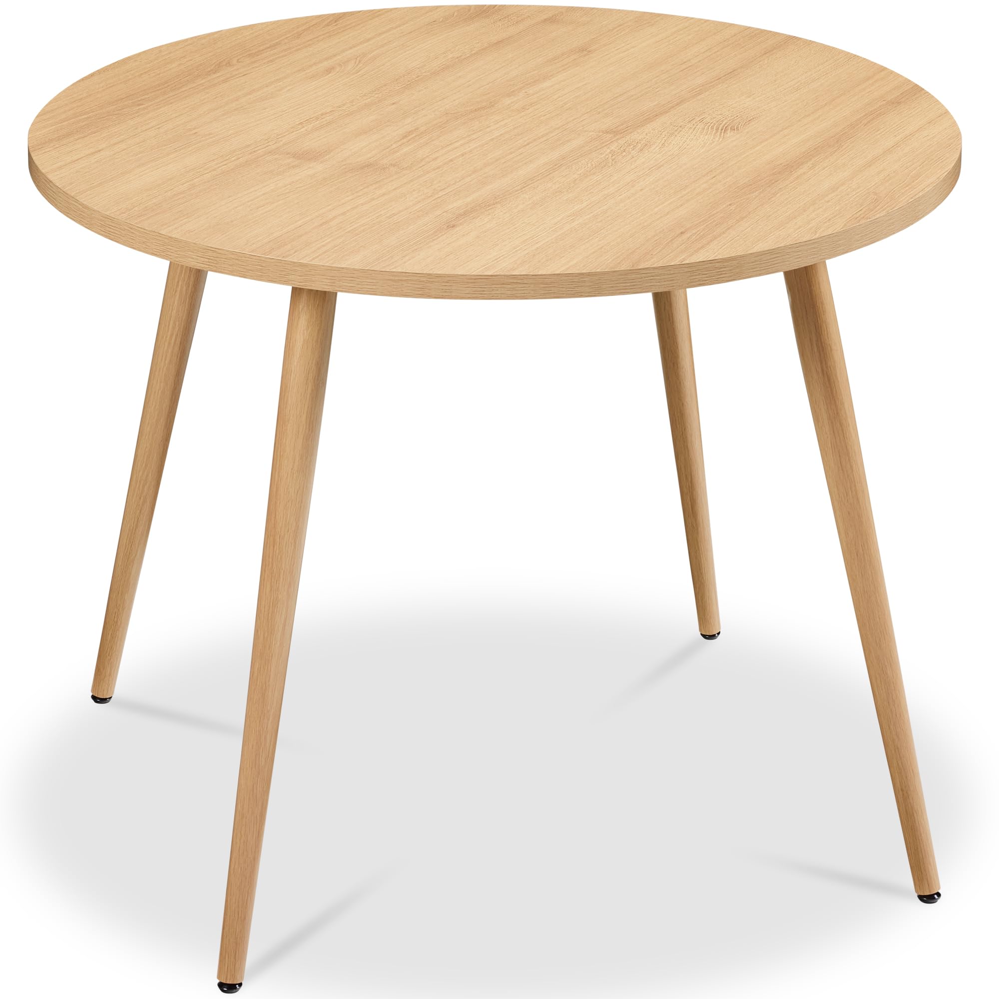 Best Choice Products Round 35.5in Dining Table for 4 w/Sturdy Wood Finish Steel Legs, Mid Century Modern, Space-Saving, Small Sp
