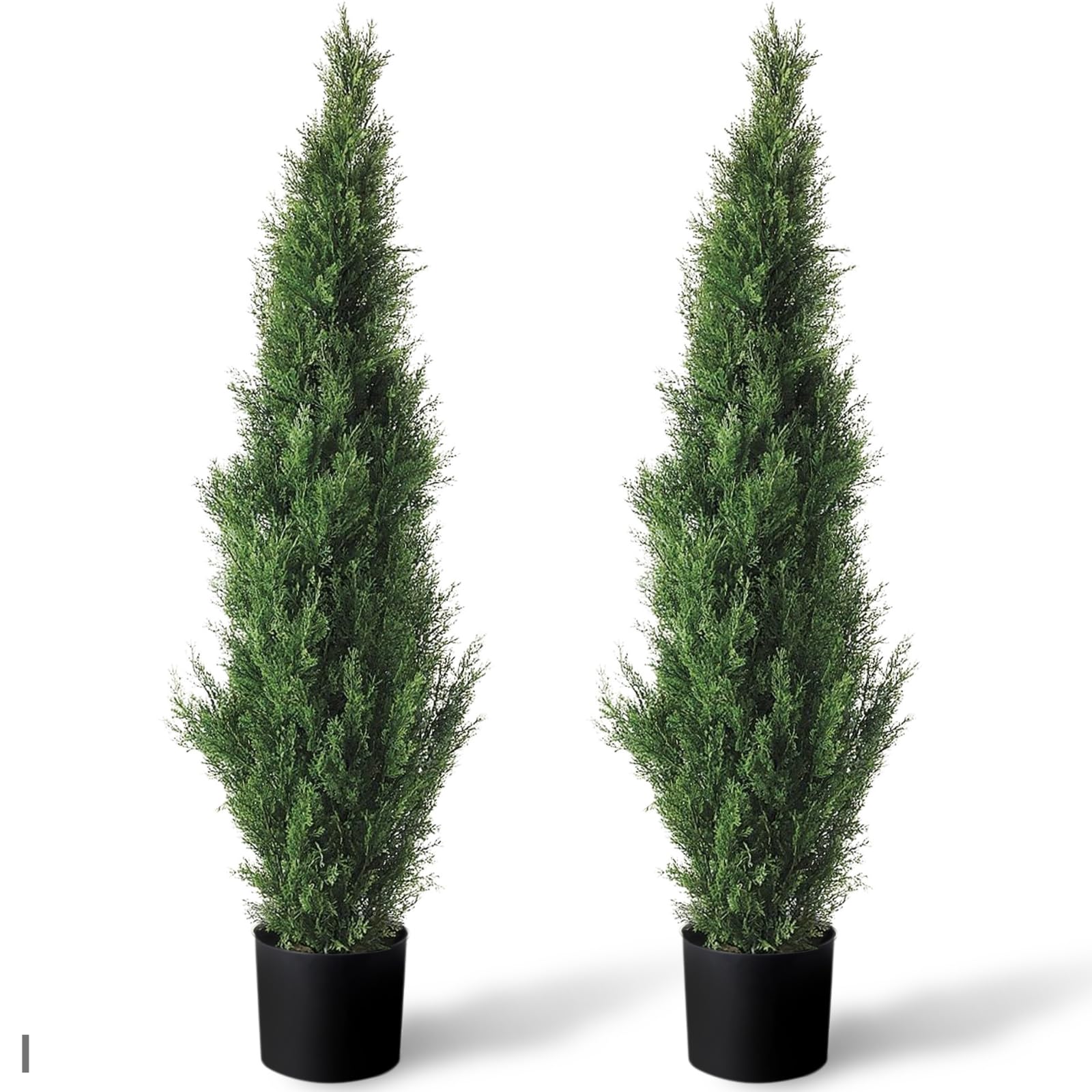 Set of 2 Pre-Potted 3 Feet Faux Cedar Tree, Lifelike UV Protected Front Door Decor, Porch, Garden, Entryway Topiary, Indoor/Outd