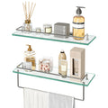 HOOBRO Glass Shelves for Bathroom, 15.7 Inch Floating Glass Shelf for Wall