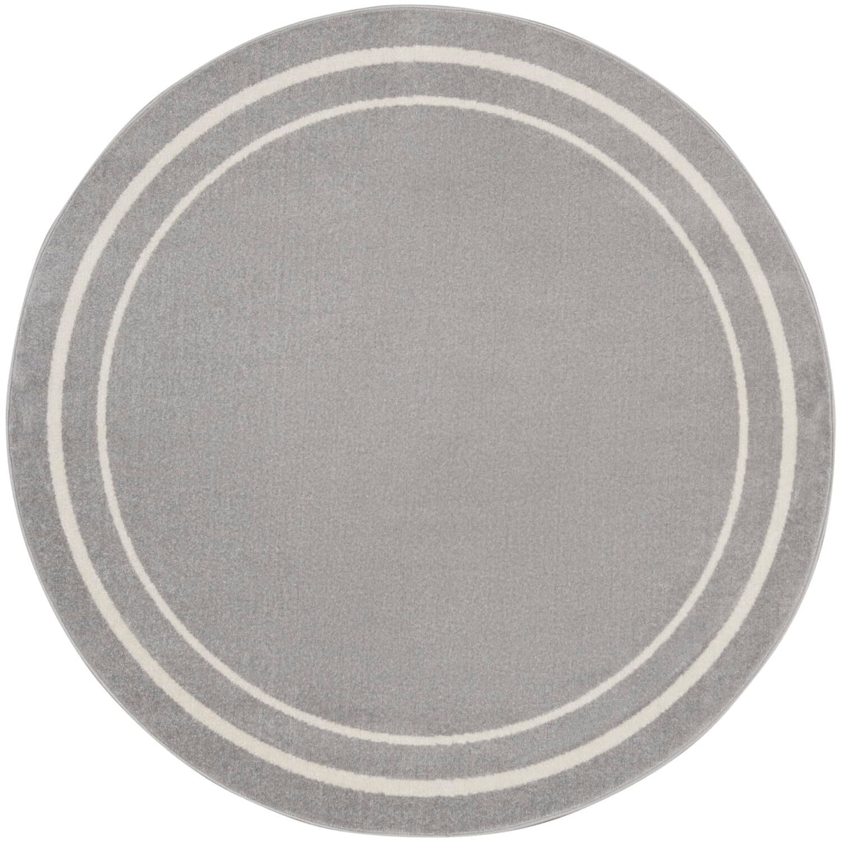 Nourison Essentials Indoor/Outdoor Grey/Ivory 8' x round Area -Rug, Easy -Cleaning, Non Shedding, Bed Room, Living Room, Dining 