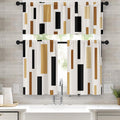 Tayney Brown Beige Kitchen Curtains Geometric Black Window Curtains Valance And Tier Set 36 Inch, Modern Rectangle Rod Pocket Sh