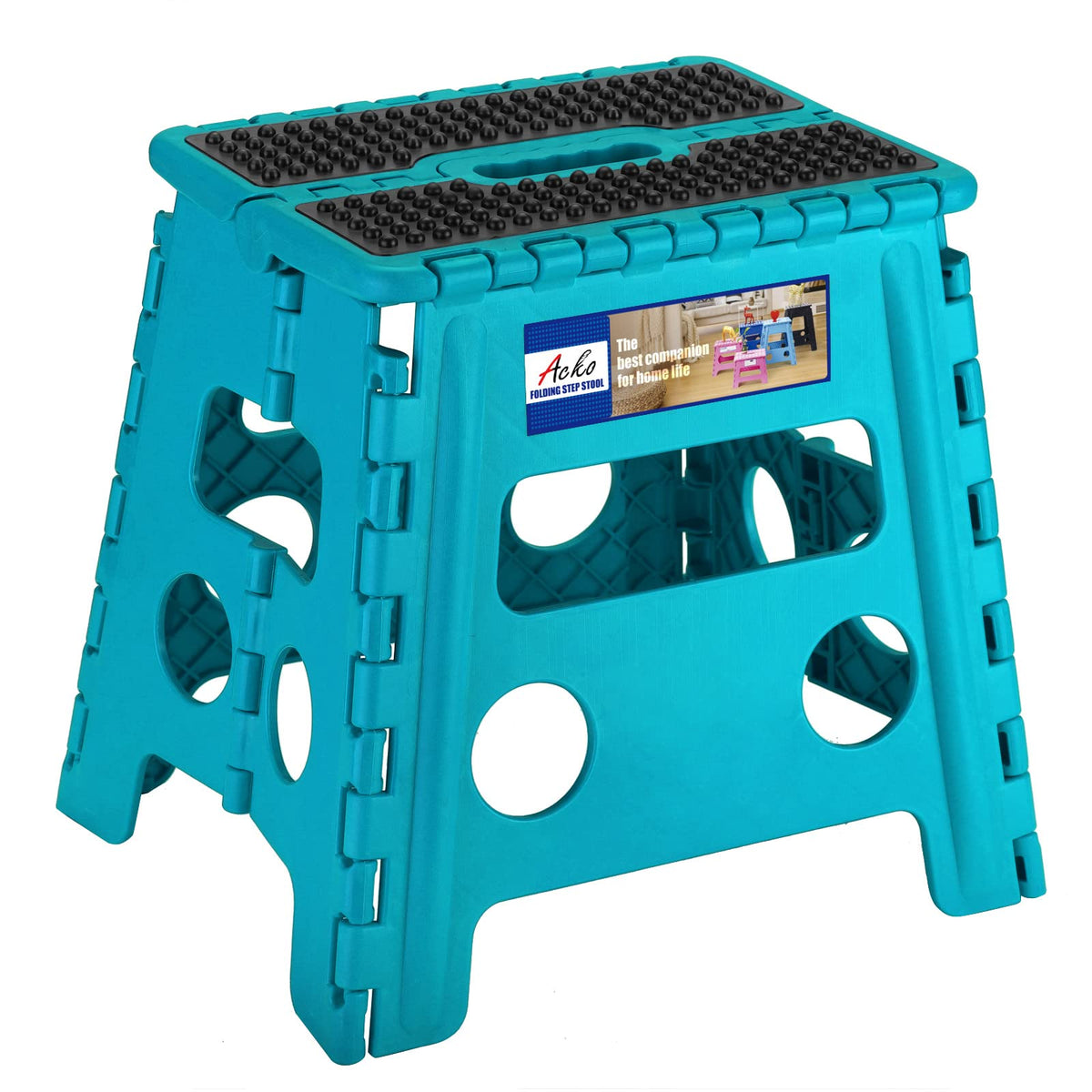 Acko Folding Step Stool - 13' Premium Heavy Duty Foldable Stool For Adults, Kitchen Garden Bathroom Stepping Stool (1 Pack)