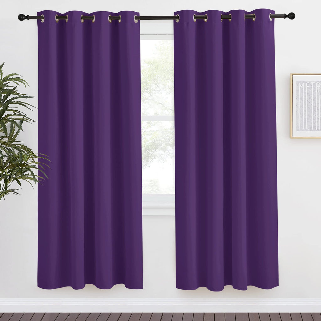 Nicetown Blackout Window Curtain Short, 55W X 78L, Sold Individually, Royal Purple Color, Home Fashion Thermal Insulated Room Darkening Drapery For Bedroom