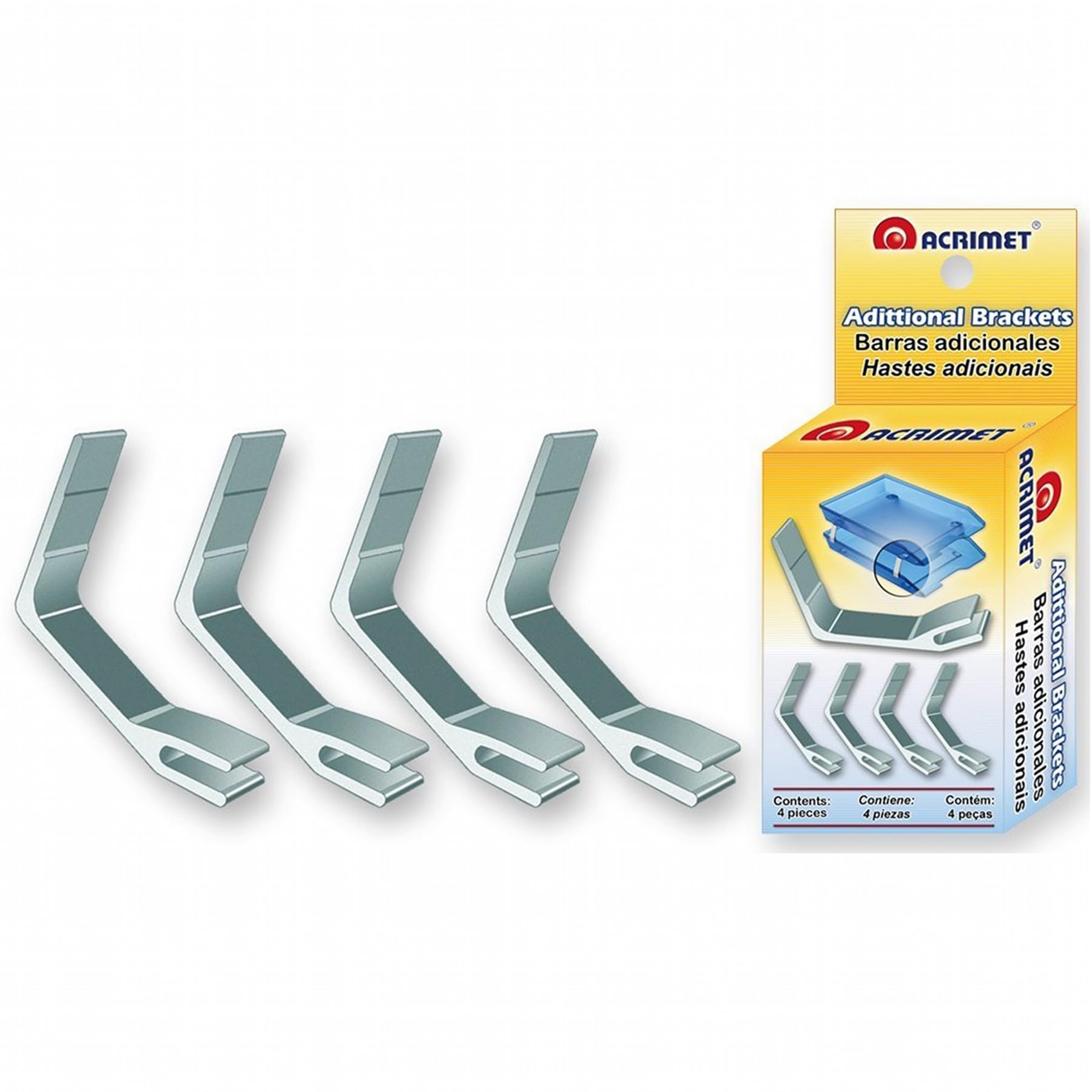 Acrimet Metal Support Brackets, Original Bracket Refill For All Acrimet Facility Letter Trays (Metal) (4 Pieces) (Silver Color)