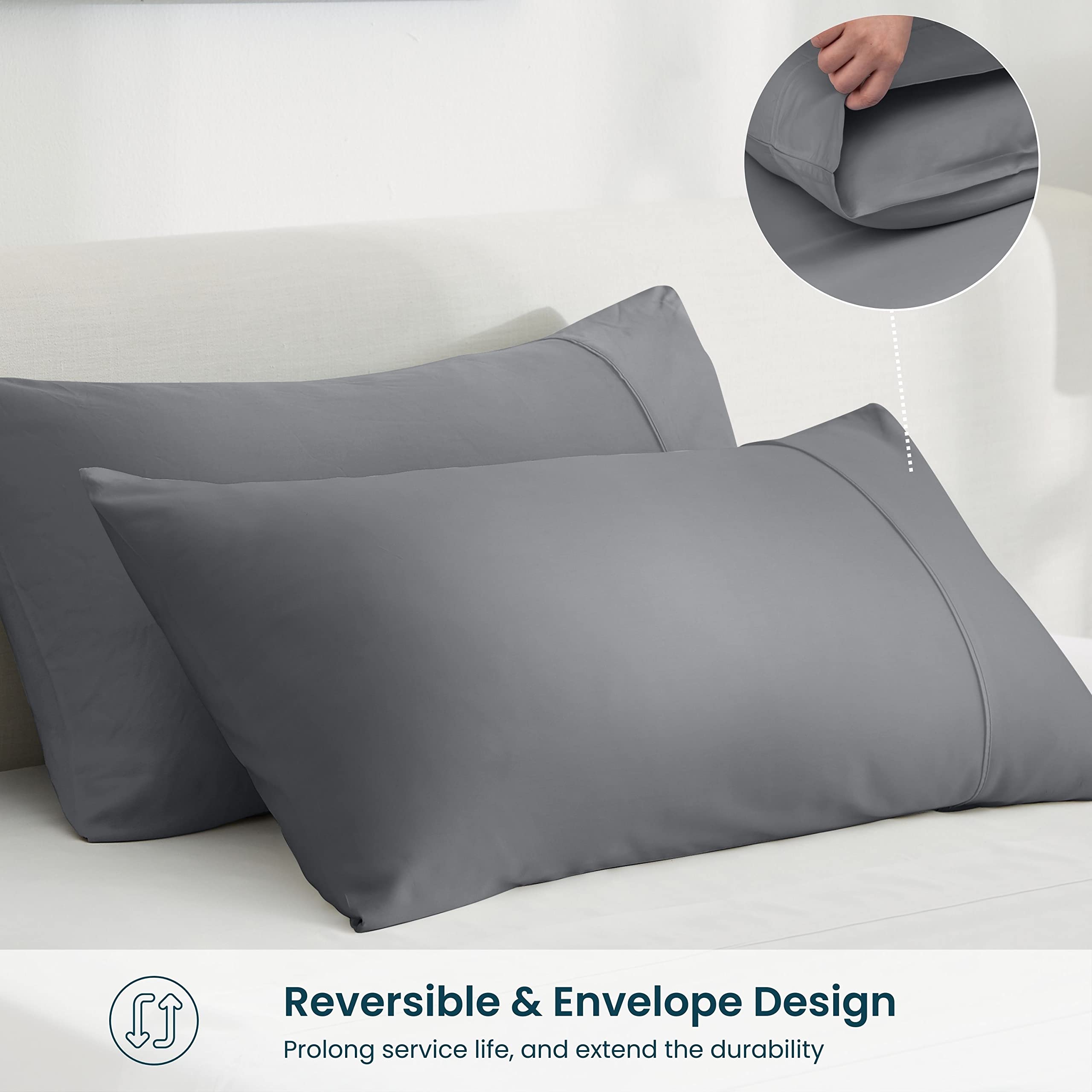 Gokotta 100% Bamboo Rayon Fitted Sheet King Size With Pillow Cases, 300 Tc Super Soft Breathable Cooling Fitted Sheet King Size