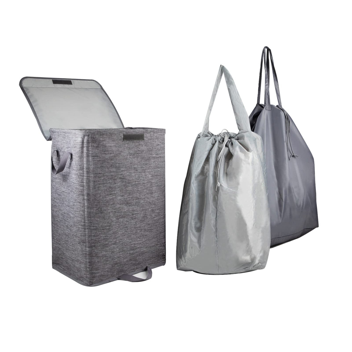 Foldable Laundry Hamper with 2 Removable Drawstring Bags,Portable Laundry Basket with Lid & Easy Carry Handle,Durable Clothes Ha