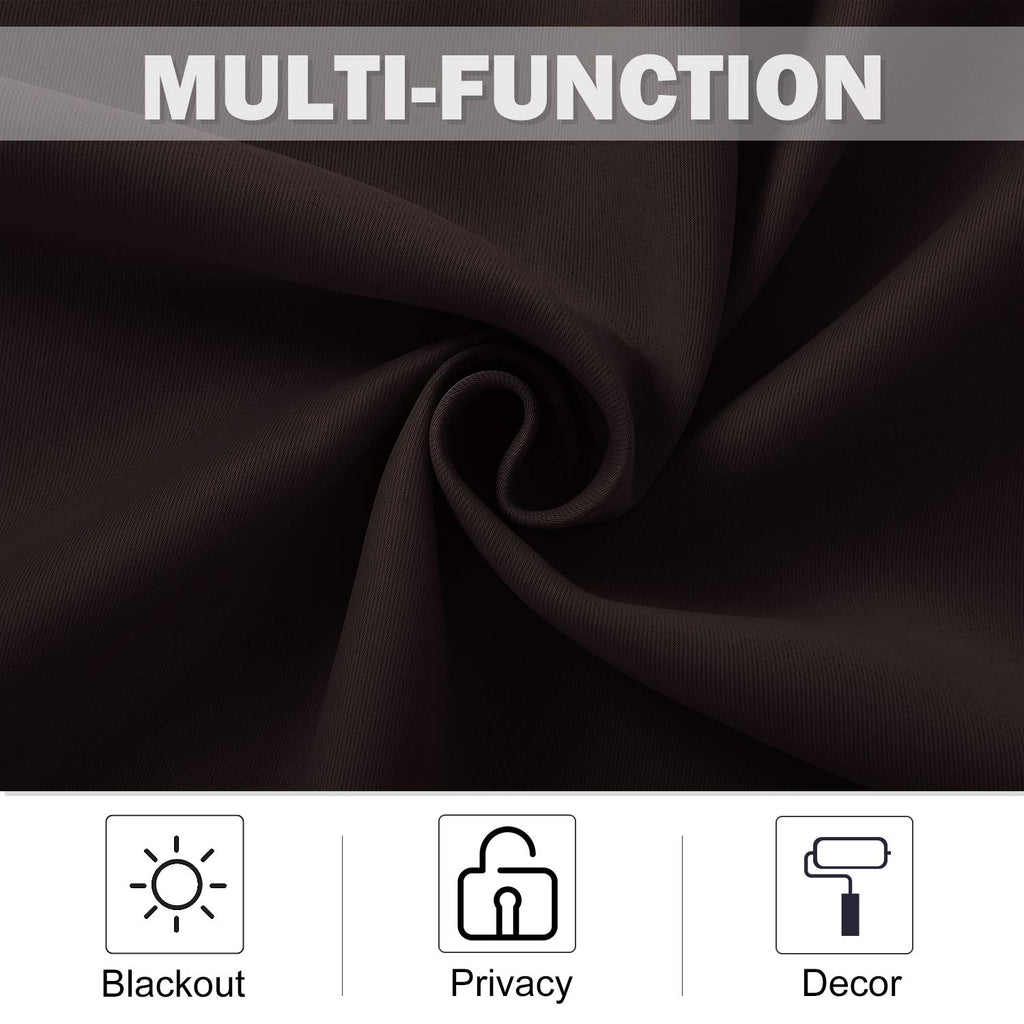 Nicetown Kitchen Curtains Window Treatments - Eyelet Top Home Fashion Blackout Curtains Tailored Drapes For Cafe (Toffee Brown, Double Piece, W52 X L24 1.2 Inches Header)