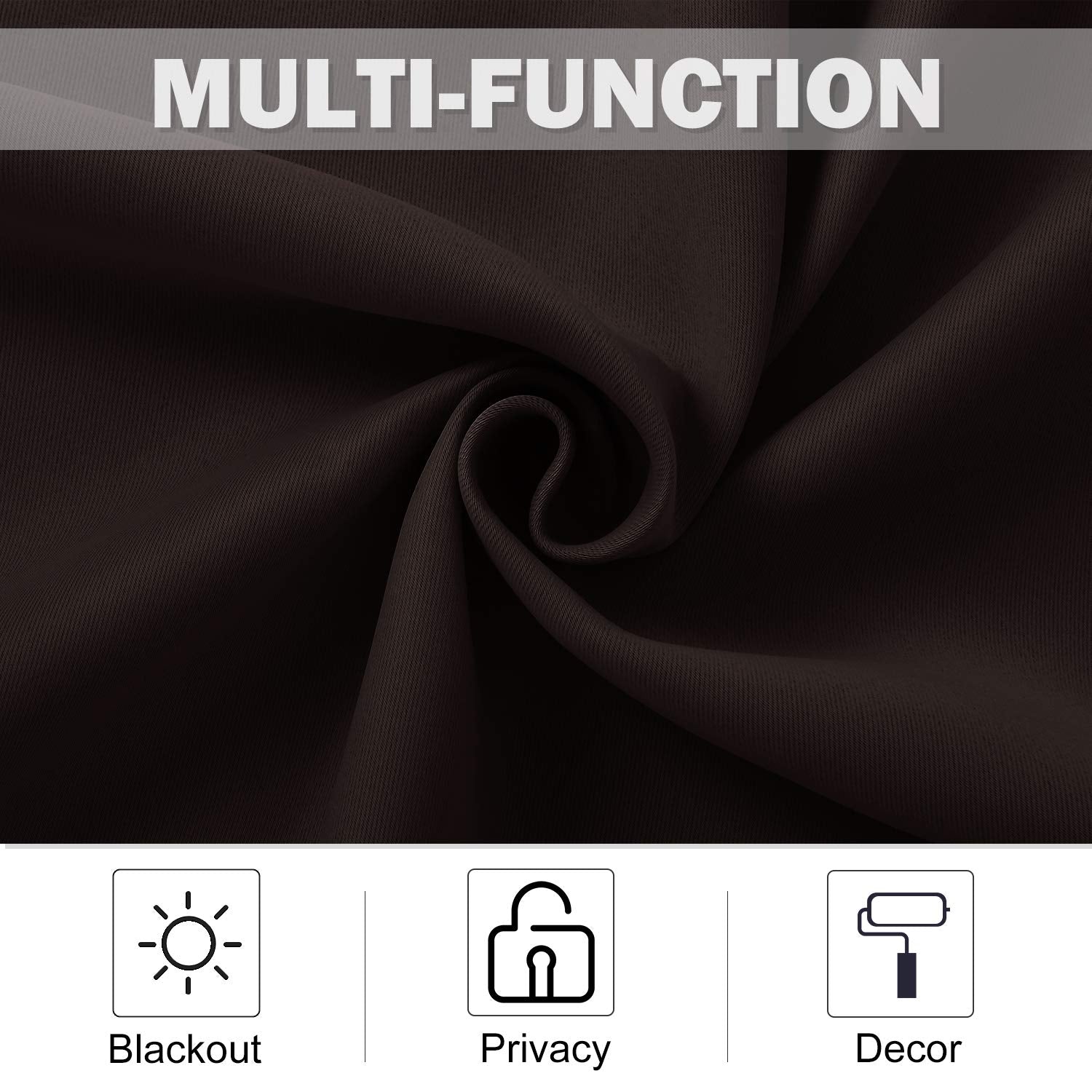 Nicetown Kitchen Curtains Window Treatments - Eyelet Top Home Fashion Blackout Curtains Tailored Drapes For Cafe (Toffee Brown, Double Piece, W52 X L24 1.2 Inches Header)