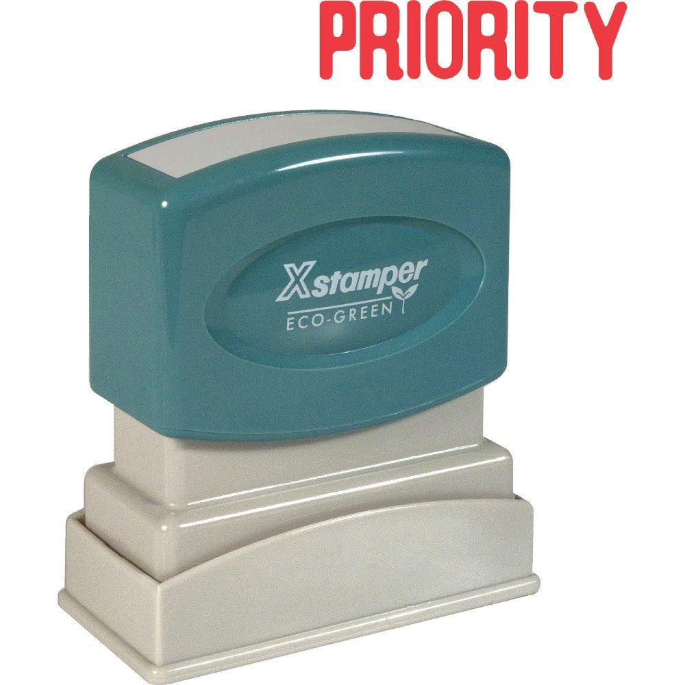 Xstamper(R) One-Color Title Stamp, Pre-Inked, 'Priority', Red