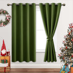 Jiuzhen Olive Green Blackout Curtains For Bedroom - Light Blocking And Noise Reducing Grommet Curtains For Living Room Darkening Curtains, Set Of 2 Window Curtain Panels, 52 X 63 Inch Length