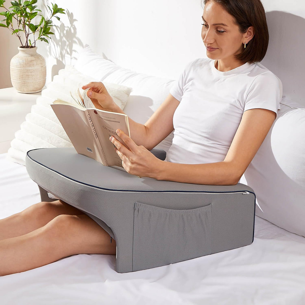 Cooloo8 Reading Pillow For Bed, Gaming Pillow For Lap, Petite Adults, Teens Arm Rest Pillow, Memory Foam Lap Desk Pillow For Rea