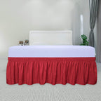 Purefit Wrap Around Ruffled Bed Skirt With Adjustable Elastic Belt - 14 Inch Drop Easy To Put On, Wrinkle Free Bedskirt Dust Ruffles, Bed Frame Cover For Twin, Twin Xl And Full Size Beds, Red