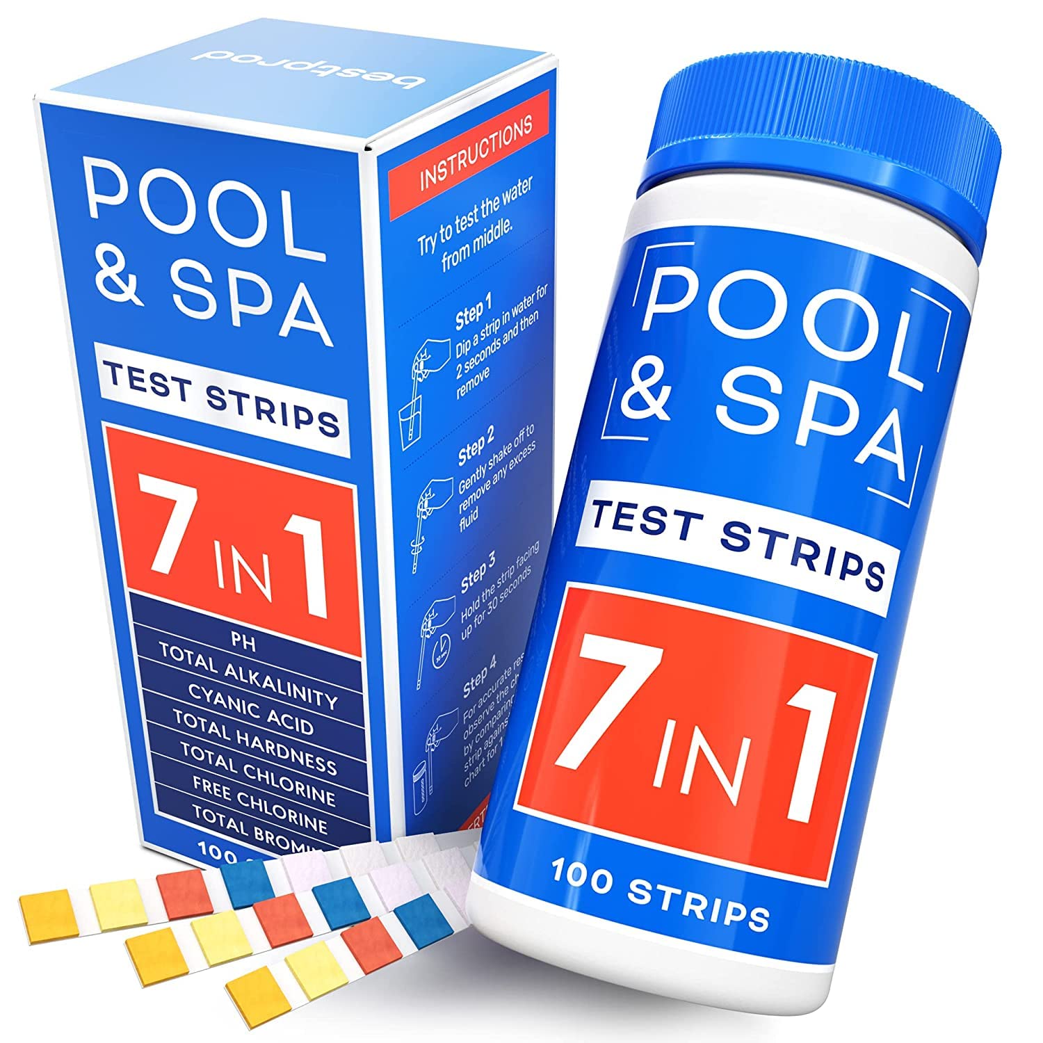 All-New 2023 Pool And Spa Test Strips 7 In 1 Quick & Superaccurate Swimming Pool Test Kit - Hot Tub Test Strips And Pool Water T