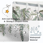 Ruelvth Spring Shower Curtain, Green Eucalyptus Leaves Shower Curtain Waterproof Fabric Shower Curtain Set With Hooks Watercolor