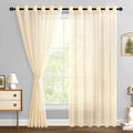 Hiasan Sheer Curtains For Bedroom With Tiebacks, Grommet Light Filtering Extra Wide Voile Texture Window Curtains For Living Room, Kids' Room And Nursery, Beige, W70 X L84, 2 Soft Drape Panels