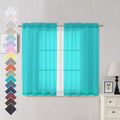 Ovzme Turquoise Sheer Curtains 45 Inches Long 2 Panels, Light Filtering Sheer Curtains For Bedroom, Elegant Airy Draperies For L