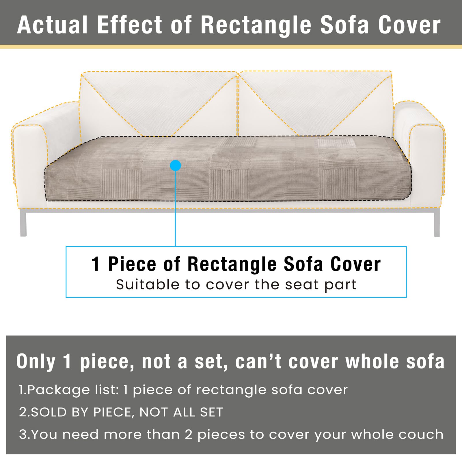 Tewene, Sectional Sofa Cover Velvet Sofa Cover Anti-Slip L Shaped Couch Cover Sectional Couch Cover For Dogs Couch Cover 2 Cushi