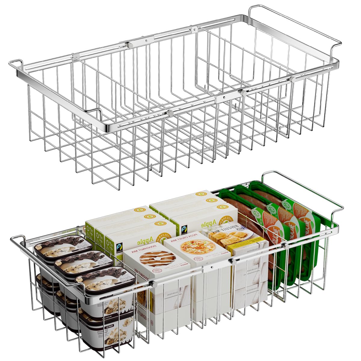 Homics Real Capacity Adjustable Chest Freezer Organizer Bins with Dividers