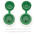 Leaf Green Pop-Up Sippy Straw Leak Proof Silicone Lids For Regular Mouth Mason Jars (2 Pack)
