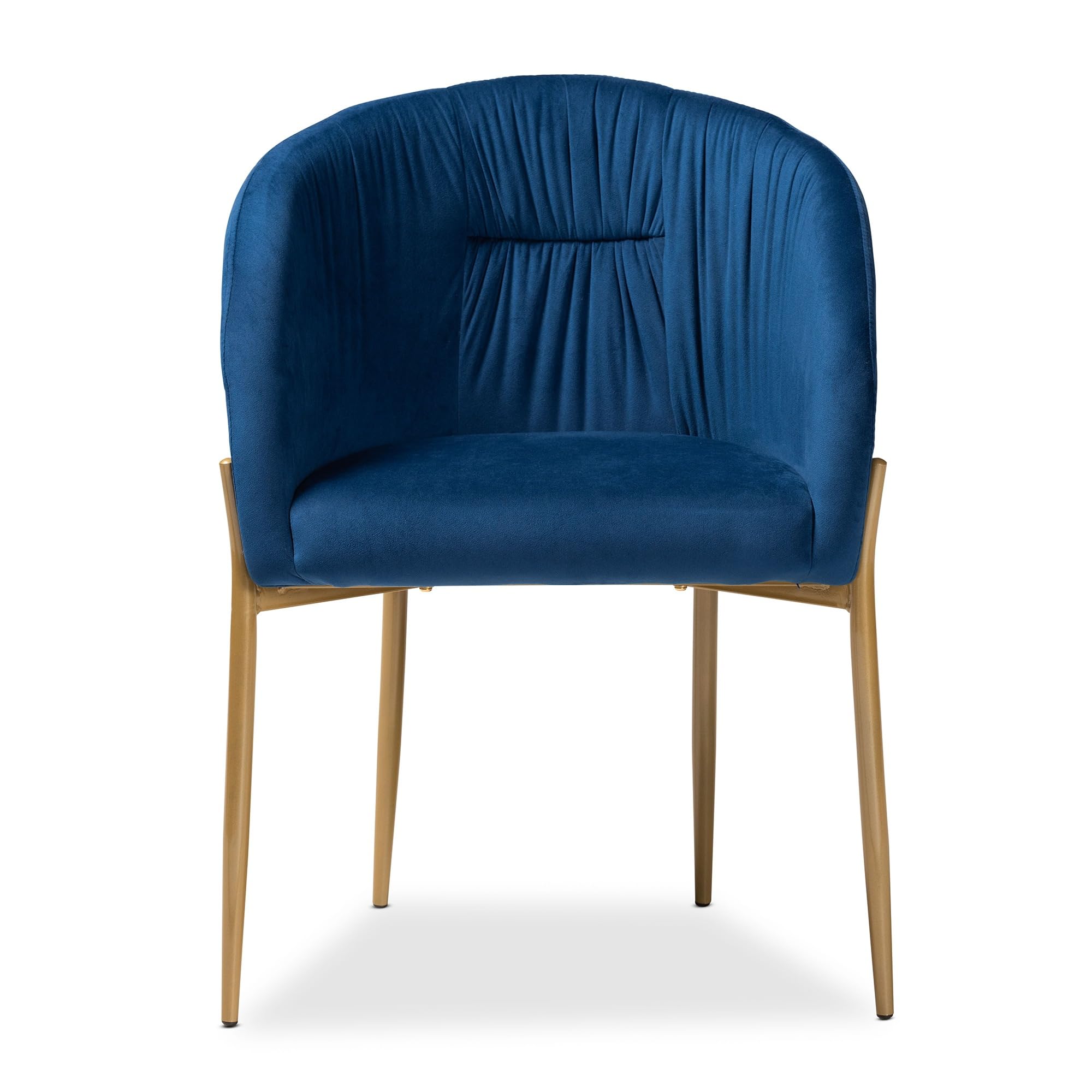 Baxton Studio Ballard Navy Blue Velvet and Gold Finished Metal Dining Chair