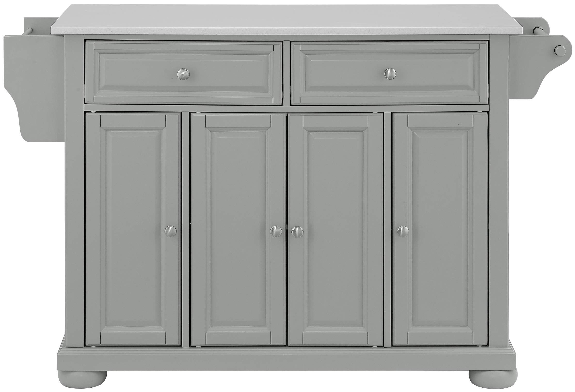 Crosley Furniture Alexandria Stone Top Rolling Kitchen Island Storage Cart, Microwave Stand, Spice Rack, Gray