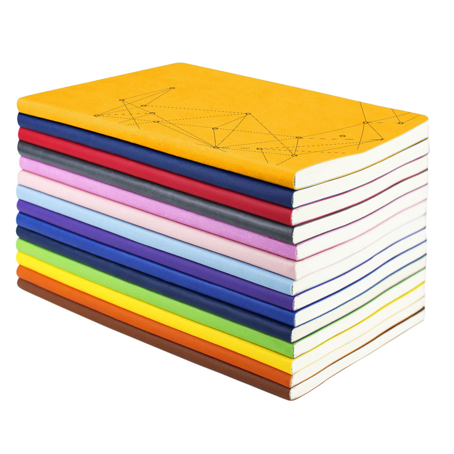 Sinoband 4 Pack Notebooks For Journaling,Colorful Subject Notebooks Set With Geometric Graphics Pattern,Pu Leather Notebook Writ